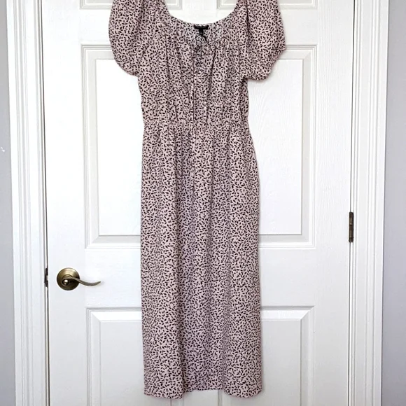 NWT Bubble Sleeve Smocked Midi Dress Who What Wear Large - Picture 6 of 7